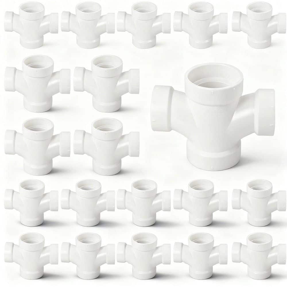 Pvc Ty PLUMBFLEX 2 x 2 x 1-1/2 x 1-1/2 in. White Rigid PVC DWV Double Sanitary ...