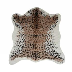 Faux Leopard Hide Black Brown And White Area Rug