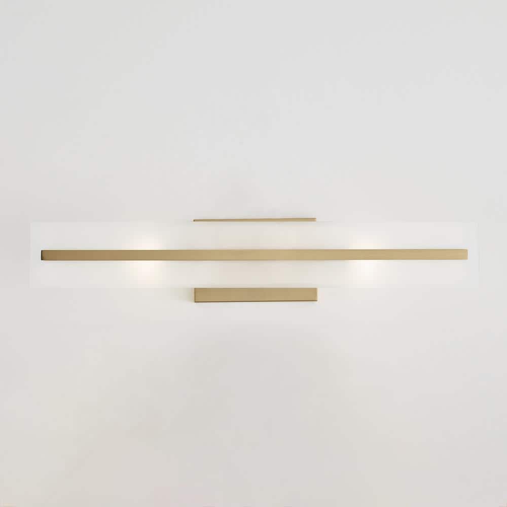 Satin Brass and Glass 24" Modern Bathroom Vanity Light