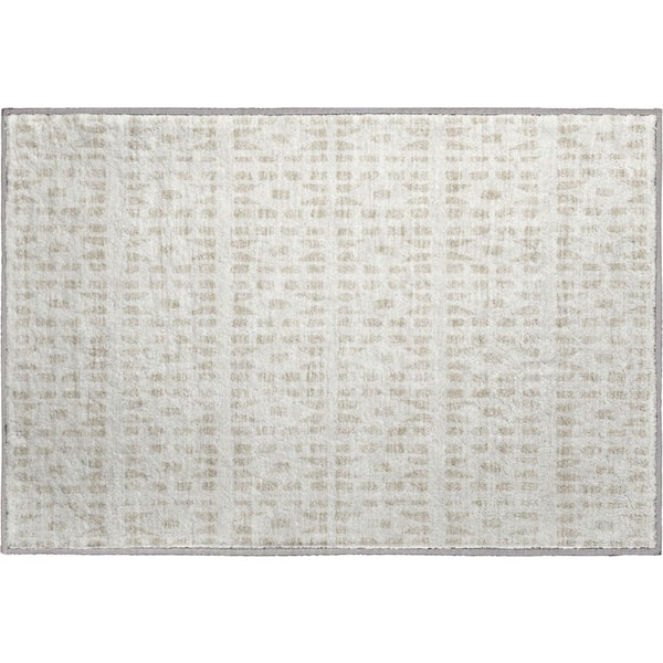 Mayfield Premium Machine Washable Abstract AMF963 Ivory 1 ft. 8 in. x 2 ft. 6 in. Area Rug