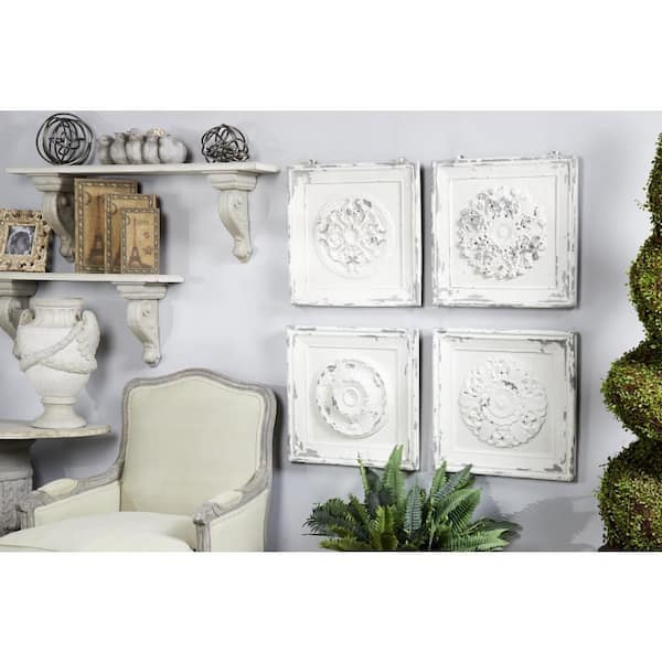 Vintage Fiberglass White Wall Decor (Set of 4)