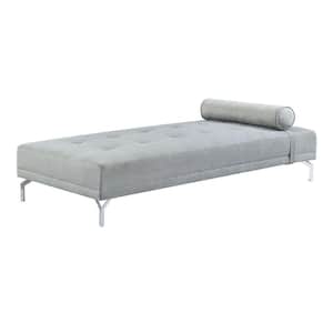 74 in Armless Fabric Rectangle Tufted Sofa in. Gray