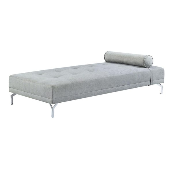 Benjara 74 in. Armless Fabric Rectangle Tufted Sofa in Gray (1-Piece)