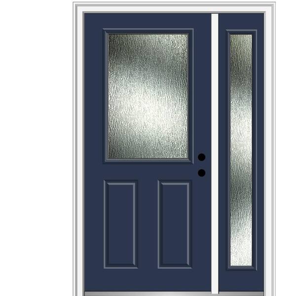 MMI Door 48 in. x 80 in. Left-Hand Inswing Rain Glass Naval Fiberglass Prehung Front Door on 6-9/16 in. Frame