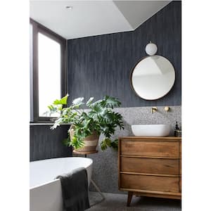 Grey Sutton Charcoal Geometric Vinyl Unpasted Non Woven Textured Wallpaper