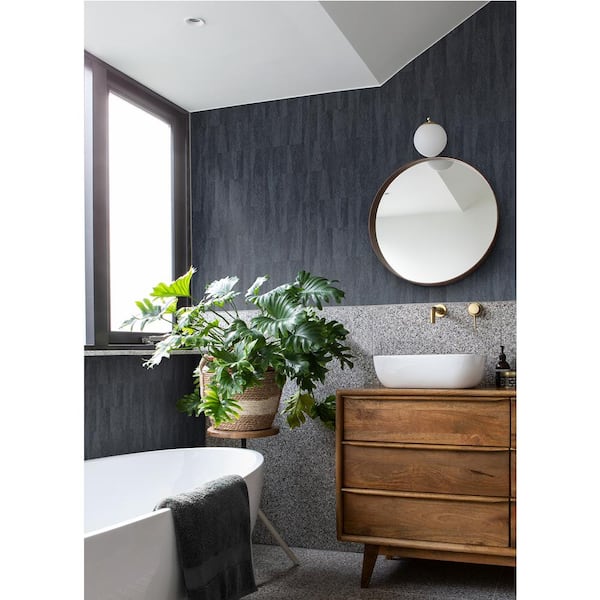 Grey Sutton Charcoal Geometric Vinyl Unpasted Non Woven Textured Wallpaper