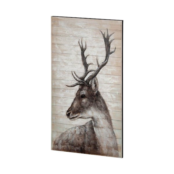 Mercana White Tail I Deer - Original Hand Painted on Wood Oil Painting 36 in. x 60 in.
