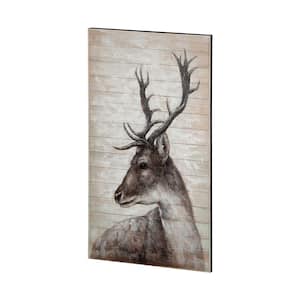 White Tail I Deer - Original Hand Painted on Wood Oil Painting 36 in. x 60 in.