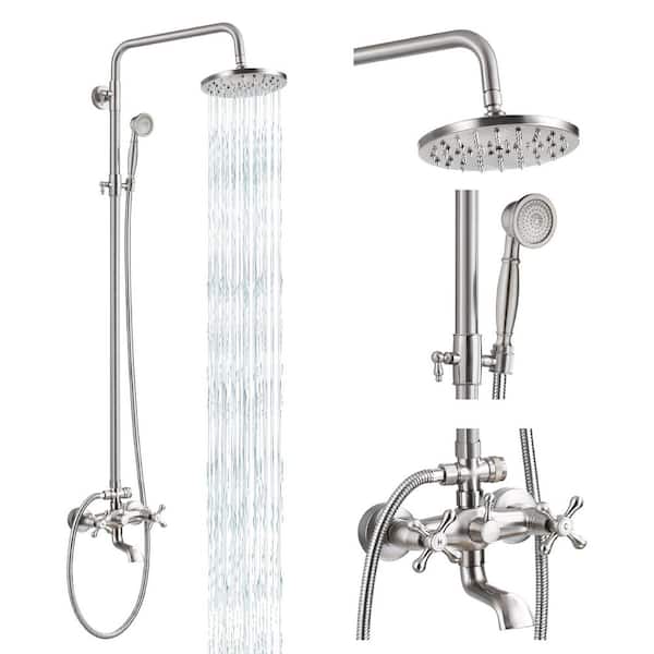 Unbranded 3-Spray Multifunction Deluxe Wall Bar Shower Kit with Hand Shower in Brushed Nickel