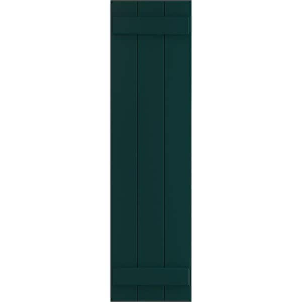 Ekena Millwork 16 1/8" x 56" True Fit PVC Three Board Joined Board-n-Batten Shutters, Thermal Green (Per Pair)