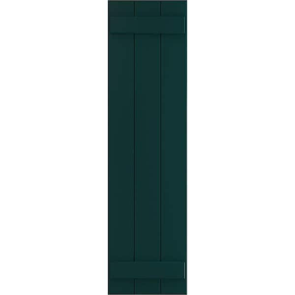 Ekena Millwork 16-1/8 in. x 80 in. True Fit PVC Three Board Joined Board and Batten Shutters Pair in Thermal Green