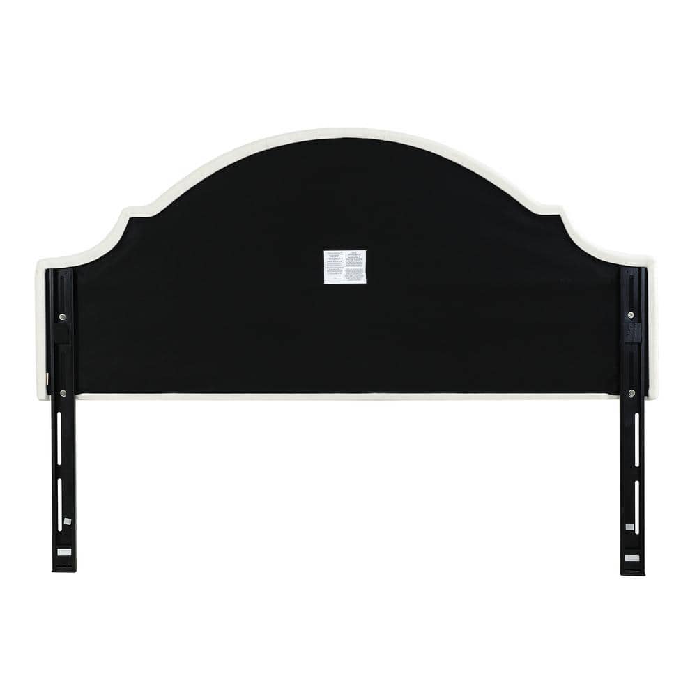 Antique White Upholstered Queen Headboard with Birch Frame