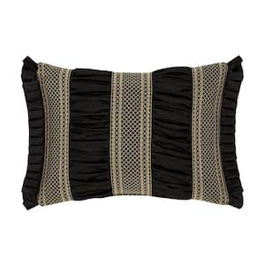 Branson Black and Gold Polyester Boudoir Decorative Throw Pillow 15 in. x 20 in.