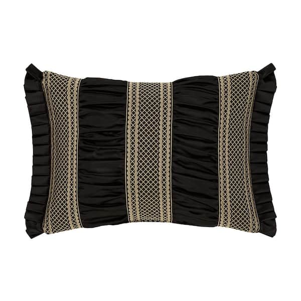 Unbranded Branson Black and Gold Polyester Boudoir Decorative 15 in. x 20 in. Throw Pillow