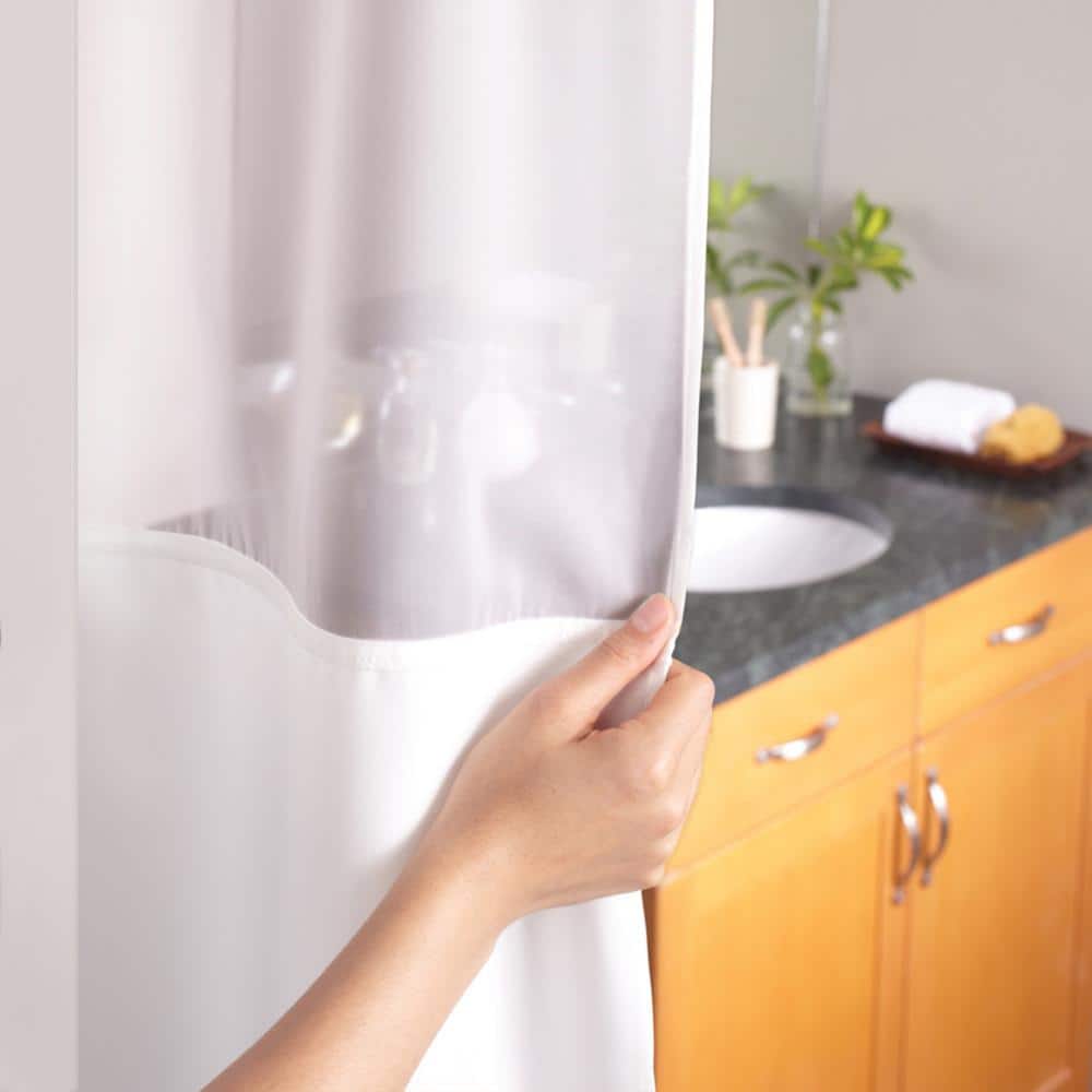 Graphite Hookless Fabric Shower Curtain with Liner