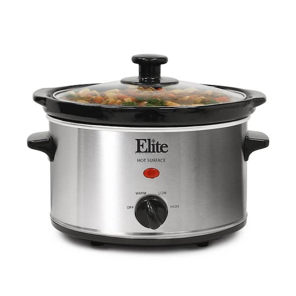 Elite Gourmet 2 Qt. Oval Stainless Steel Finish Slow Cooker