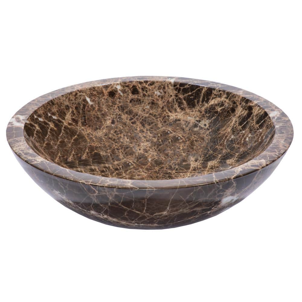 Dark Emperador Marble Circular Bathroom Vessel Sink