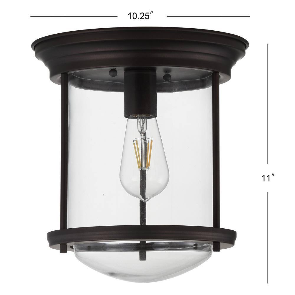 Harbor-Inspired 10.25" Oil Rubbed Bronze Glass LED Ceiling Light