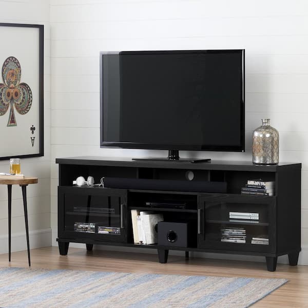 South Shore Adrian Black Oak TV Stand for TVs up to 75 in.