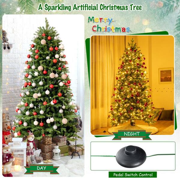 7Ft Pre-lit Artificial Christmas Trees Xmas Detachable Tree with 1000  Branch Tips Decoration with DIY 450 LED Lights 8 Lighting Modes 