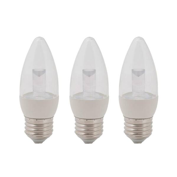 EcoSmart 40-Watt Equivalent B11 Clear Blunt Tip Decorative LED Light Bulb, Soft White (3-Pack)