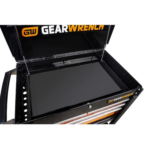 GEARWRENCH GSX 33 in. Black and Orange Steel 4-Drawer Utility Cart with Top and Bottom Storage and Optional Powertool Rack