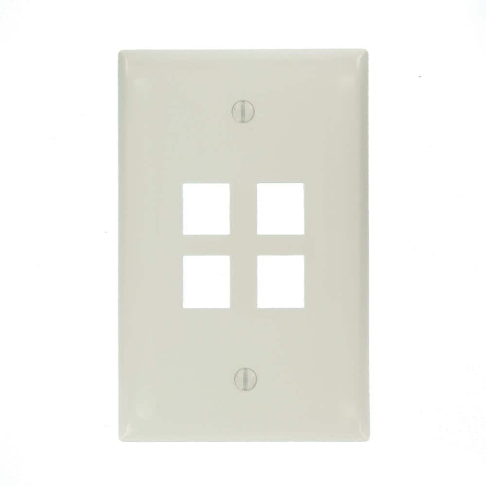 White Nylon 4-Port Single Gang Wall Plate