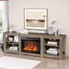 Karl home 70 in. Washed Gray TV Stand with Fireplace Fits TVs up to 70 in. Entertainment Center K1G52008468+51