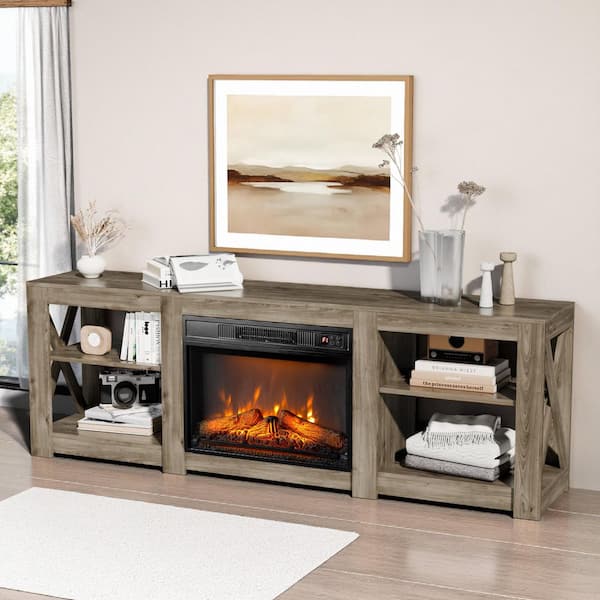 ビタントニオブレンダー& ウインドチャイム アメイジンググレイス Sセット Karl home 70 in. Washed Gray TV Stand with Fireplace Fits TVs up