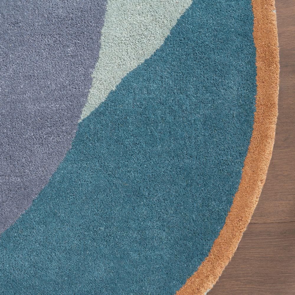 Blue Abstract Handmade Wool 4' x 6' Area Rug