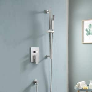 16 in. Brushed Nickel 1.8 GPM Rain Ceiling Mount Shower System 2-spray Dual Shower Head and Handheld Shower Head