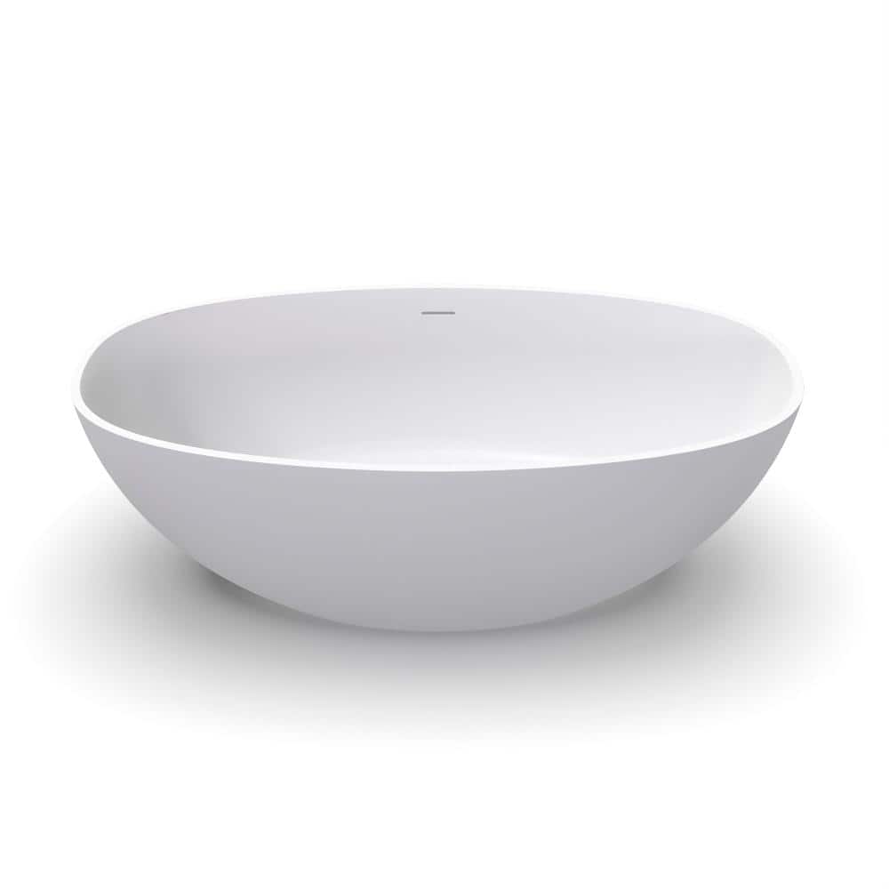61.00 in. x 29.92 in. Solid Surface Freestanding Soaking Bathtub in Matte White price history on PriceWatchPro
