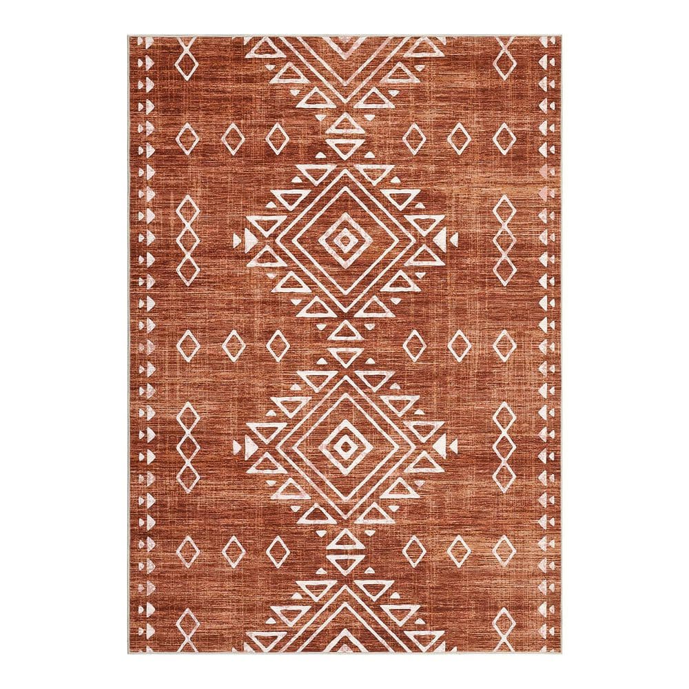 Garvee Brick Red 10x13ft Geometric Retro Corridor Strip Carpet