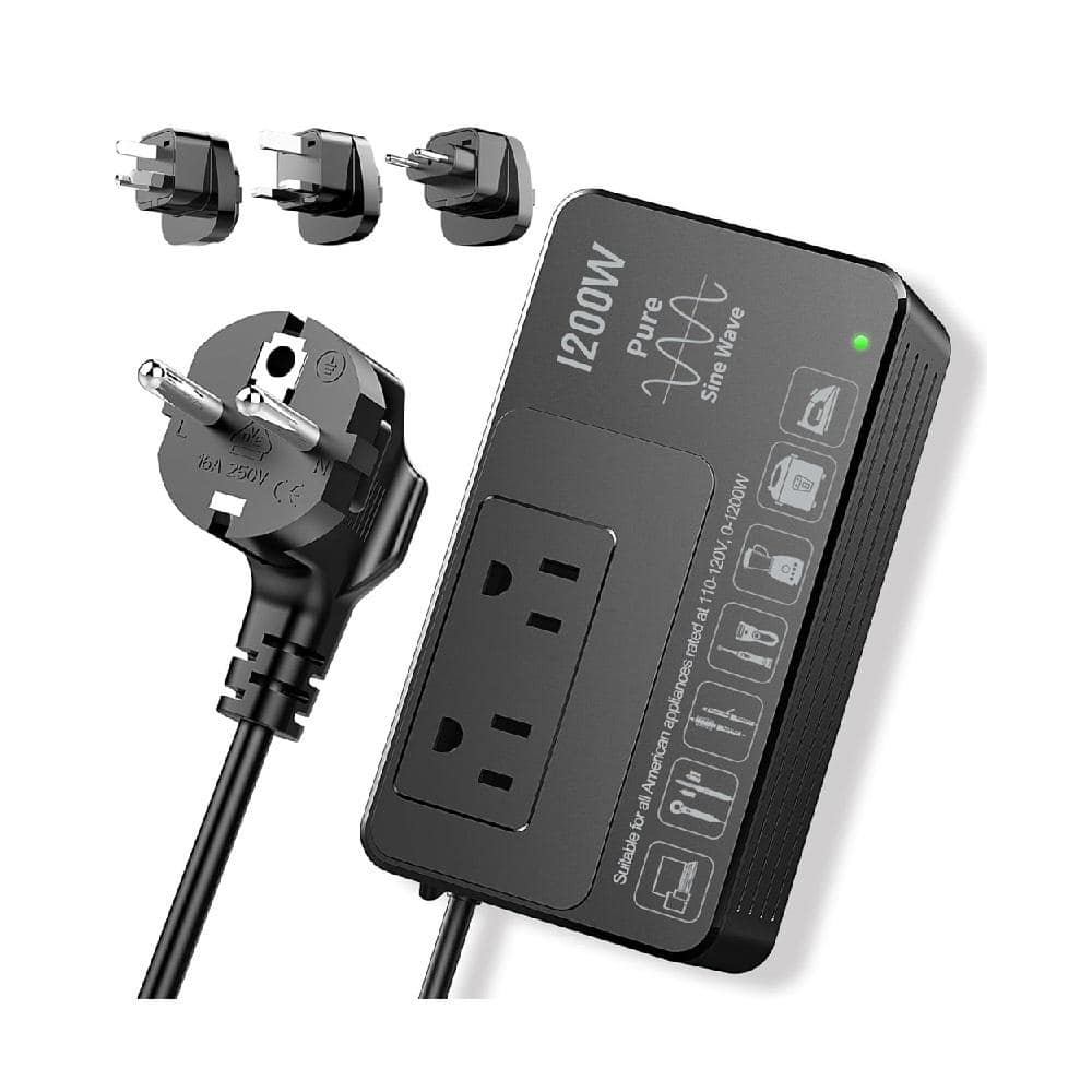 2-Outlet Power Strip Surge Protector Voltage Converter 1200-Watts Travel Ad