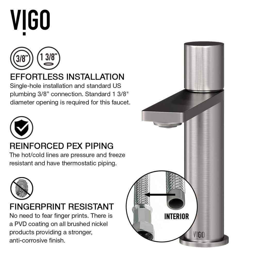 Brushed Nickel Single Handle Bathroom Faucet with Low Arc Spout