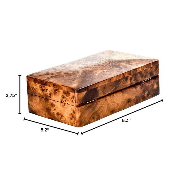 Hand Carved Thuya Burl Wood Keepsake Box With Lock | Large Antique Jewelry Storage Organizer, Moroccan Artisan Made