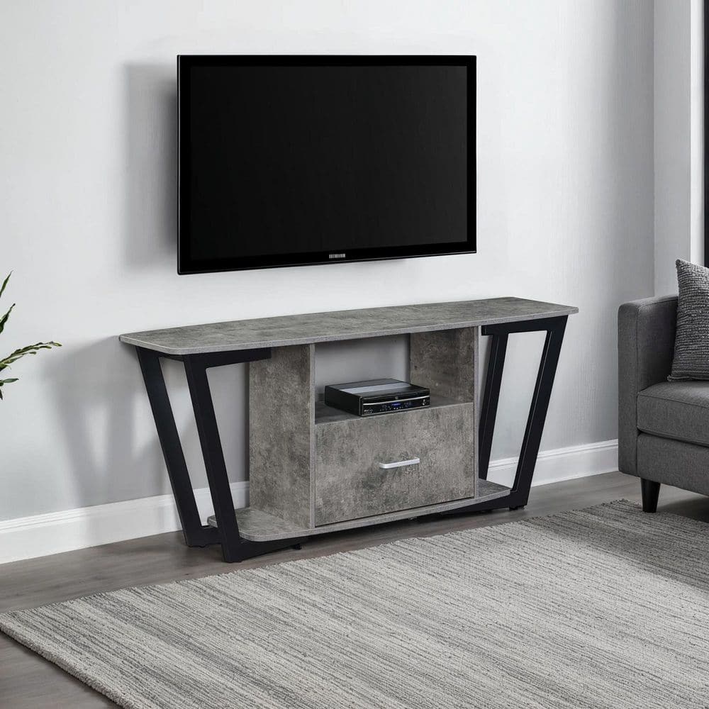 Graystone 59.25 in. Cement/Black 1-Drawer TV Stand with Shelves for TVs up to 65 in. price history on PriceWatchPro