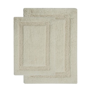 Regency 34 in. x 21 in. and 36 in. x 24 in. 2-Piece Bath Rug Set in Solid Ivory