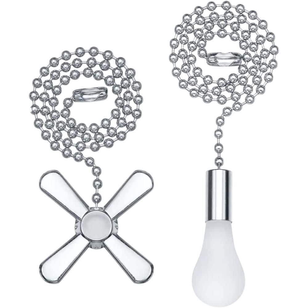 12 in. Silver Ceiling Fan Pull Chains with Connector 2-Pack Rust-proof Copper Extension with Frosted Glass Ornaments price history on PriceWatchPro
