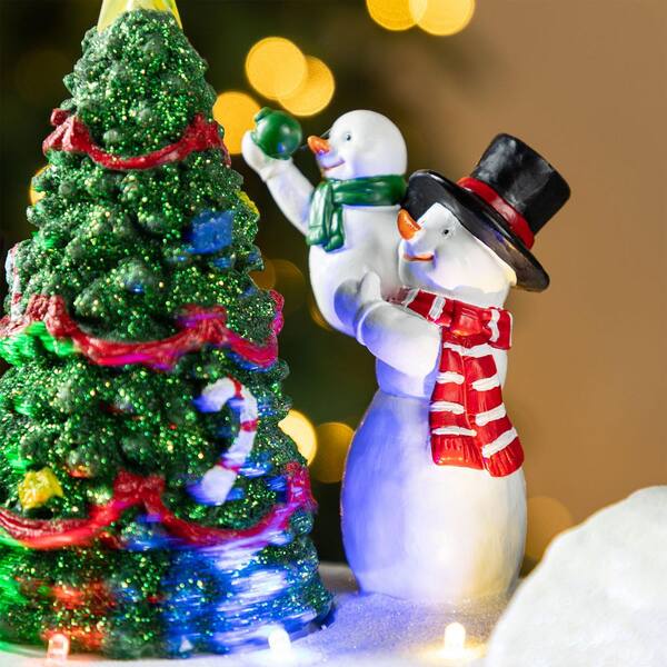Glitzhome 10.25 in. Lighted Santa Train Resin Christmas Village