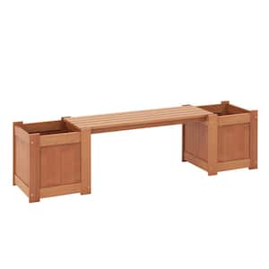 68 in. x 16 in. x 18 in. Wood Raised Garden Bed with Bench for Garden Yard Balcony