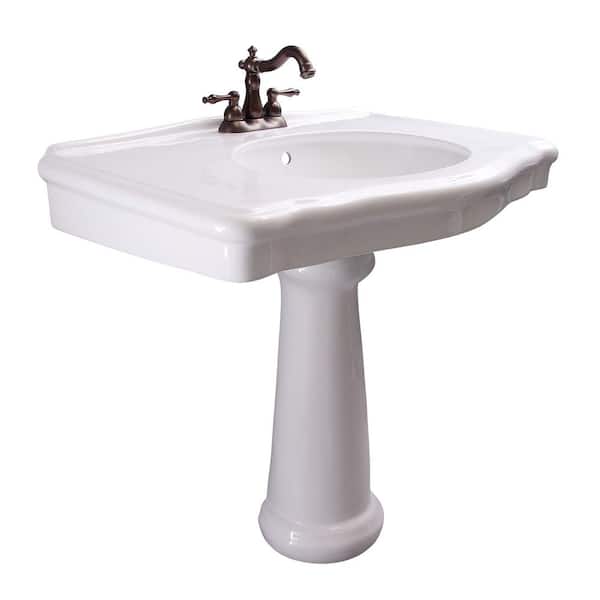 Barclay Products Anders Pedestal Sink Combo in White with 4 in. Centerset Faucet Holes