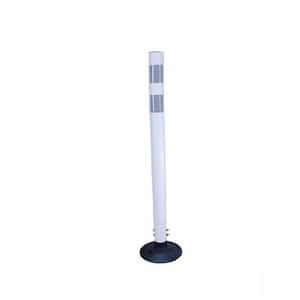 36 in. Round White Boomerang Delineator Post with 2 3 in. HI White Band and Base
