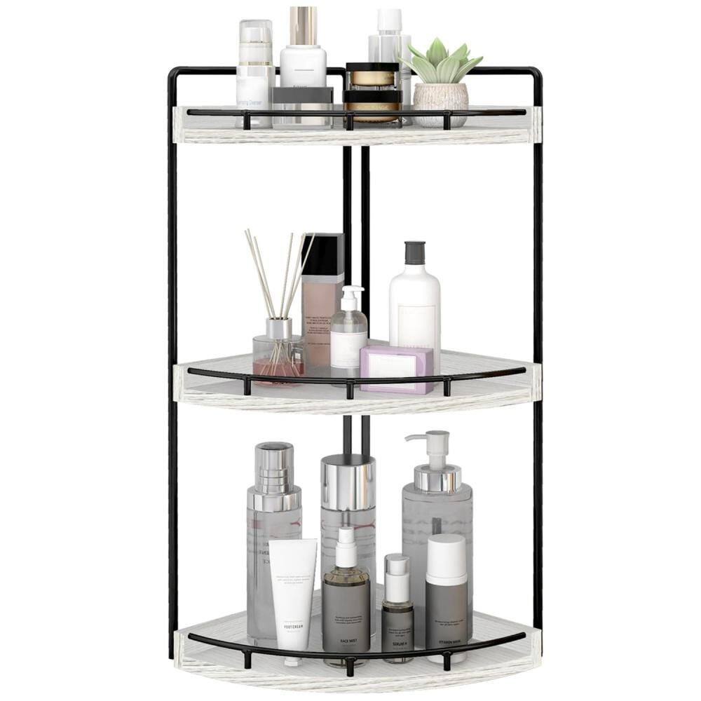 3-Tier Wooden Corner Organizer for Bathroom Vanity Tray, Kitchen Countertop Storage, Bedroom Display, White price history on PriceWatchPro