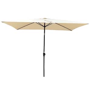 6 ft. x 9 ft. Patio Powder-coated Aluminium Pole Market Patio Umbrella in Tan