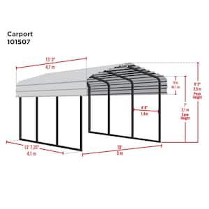 10 ft. W x 15 ft. D x 7 ft. H Charcoal Galvanized Steel Carport , Car Canopy and Shelter