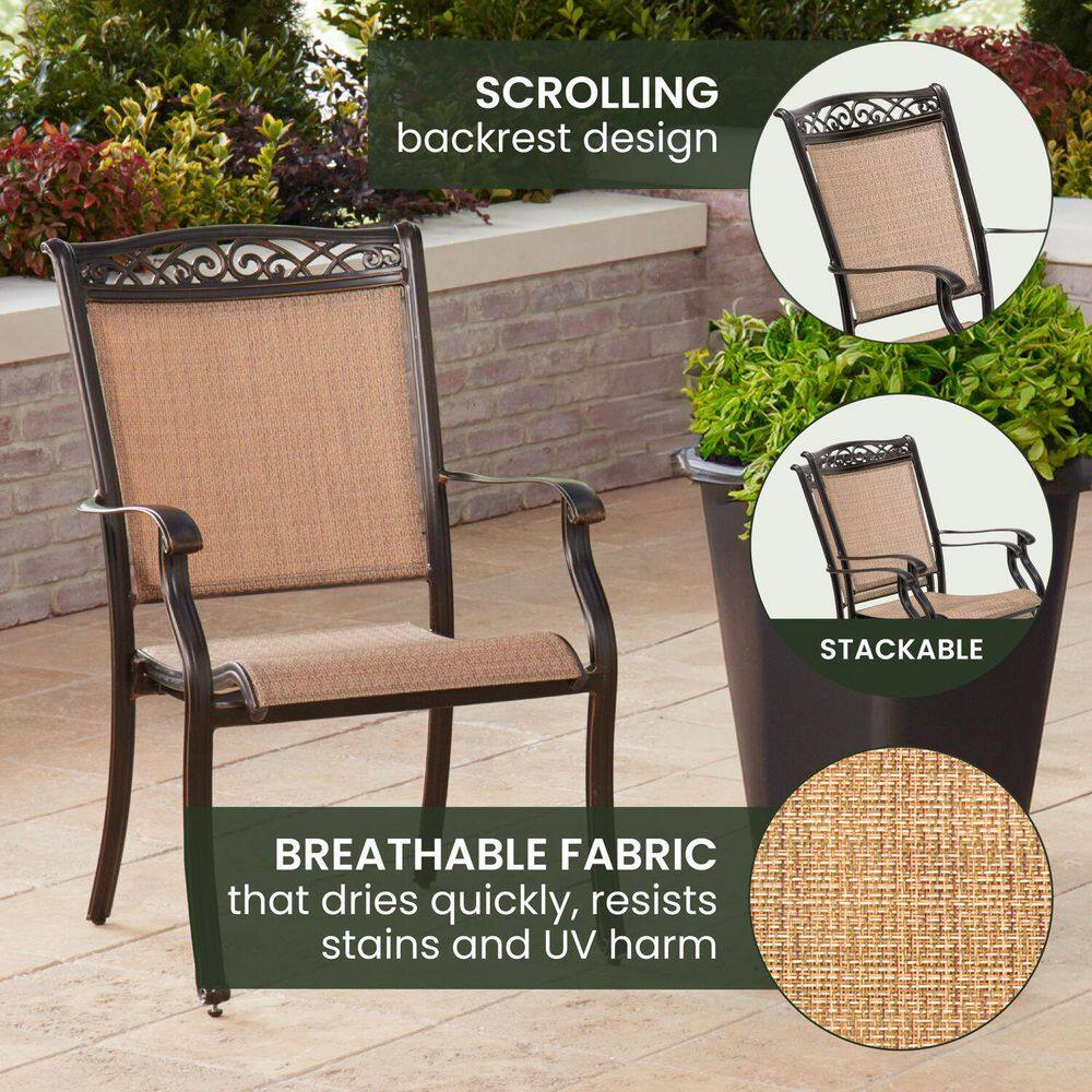 Fontana 9-Piece Bronze Outdoor Dining Set with Cast-Top Table