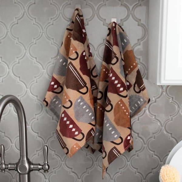 Coffee [SET OF 6] Kitchen Towels DISH TOWELS Dish Cloth ABSORBENT, Brown  Beige
