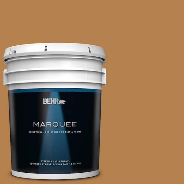 BEHR MARQUEE 5 gal. #PMD-106 Caramel Sauce Satin Enamel Exterior Paint & Primer