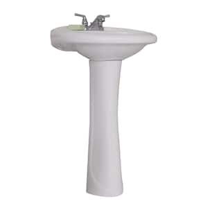 Prestige 22.12 in. W x 18.25 in. D Ceramic Pedestal Sink and Basin Combo in Modern White